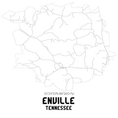  Enville Tennessee. US street map with black and white lines.