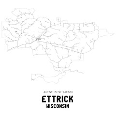  Ettrick Wisconsin. US street map with black and white lines.