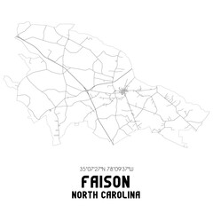  Faison North Carolina. US street map with black and white lines.
