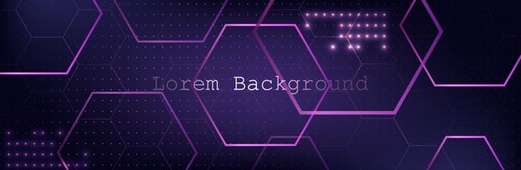 abstract dark background with gold hexagons and golden dots. luxury banner. vector illustration