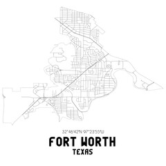 Wall Mural - Fort Worth Texas. US street map with black and white lines.