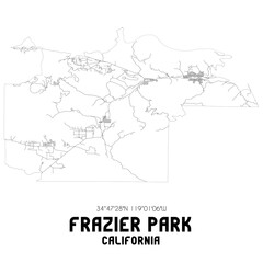  Frazier Park California. US street map with black and white lines.