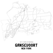 Gansevoort New York. US Street Map With Black And White Lines.