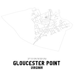  Gloucester Point Virginia. US street map with black and white lines.
