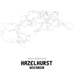  Hazelhurst Wisconsin. US street map with black and white lines.