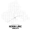 Heron Lake Minnesota. US street map with black and white lines.