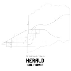  Herald California. US street map with black and white lines.