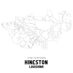  Hineston Louisiana. US street map with black and white lines.