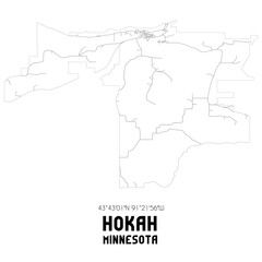  Hokah Minnesota. US street map with black and white lines.