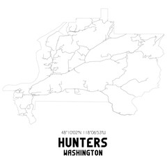  Hunters Washington. US street map with black and white lines.