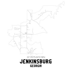  Jenkinsburg Georgia. US street map with black and white lines.