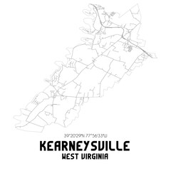  Kearneysville West Virginia. US street map with black and white lines.