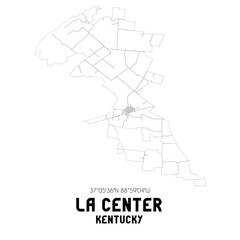 La Center Kentucky. US street map with black and white lines.