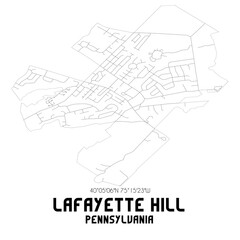  Lafayette Hill Pennsylvania. US street map with black and white lines.