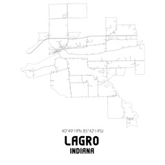  Lagro Indiana. US street map with black and white lines.