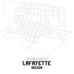  Lafayette Oregon. US street map with black and white lines.