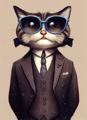 Wall Mural - handsome cat in a business suit