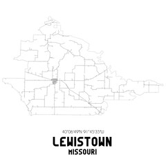  Lewistown Missouri. US street map with black and white lines.
