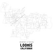 Loomis California. US street map with black and white lines.