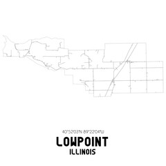  Lowpoint Illinois. US street map with black and white lines.