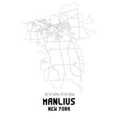  Manlius New York. US street map with black and white lines.