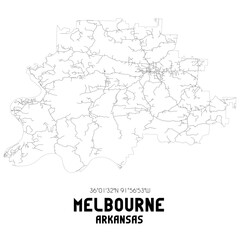 Naklejka na meble Melbourne Arkansas. US street map with black and white lines.