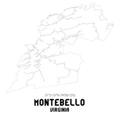  Montebello Virginia. US street map with black and white lines.