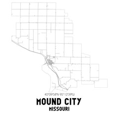  Mound City Missouri. US street map with black and white lines.