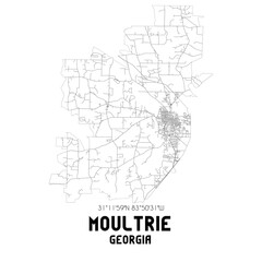  Moultrie Georgia. US street map with black and white lines.