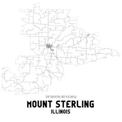  Mount Sterling Illinois. US street map with black and white lines.