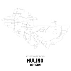  Mulino Oregon. US street map with black and white lines.