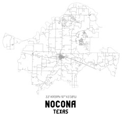  Nocona Texas. US street map with black and white lines.