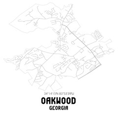 Oakwood Georgia. US street map with black and white lines.