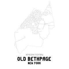  Old Bethpage New York. US street map with black and white lines.