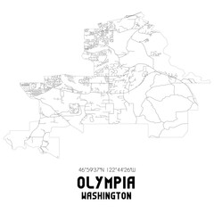  Olympia Washington. US street map with black and white lines.