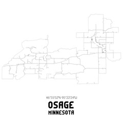  Osage Minnesota. US street map with black and white lines.