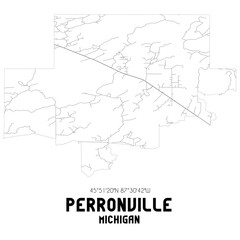  Perronville Michigan. US street map with black and white lines.