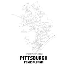  Pittsburgh Pennsylvania. US street map with black and white lines.