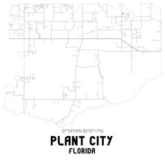 plant city florida. us street map with black and white lines.