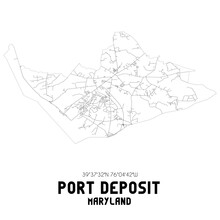 Port Deposit Maryland. US Street Map With Black And White Lines.