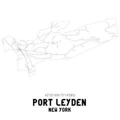  Port Leyden New York. US street map with black and white lines.