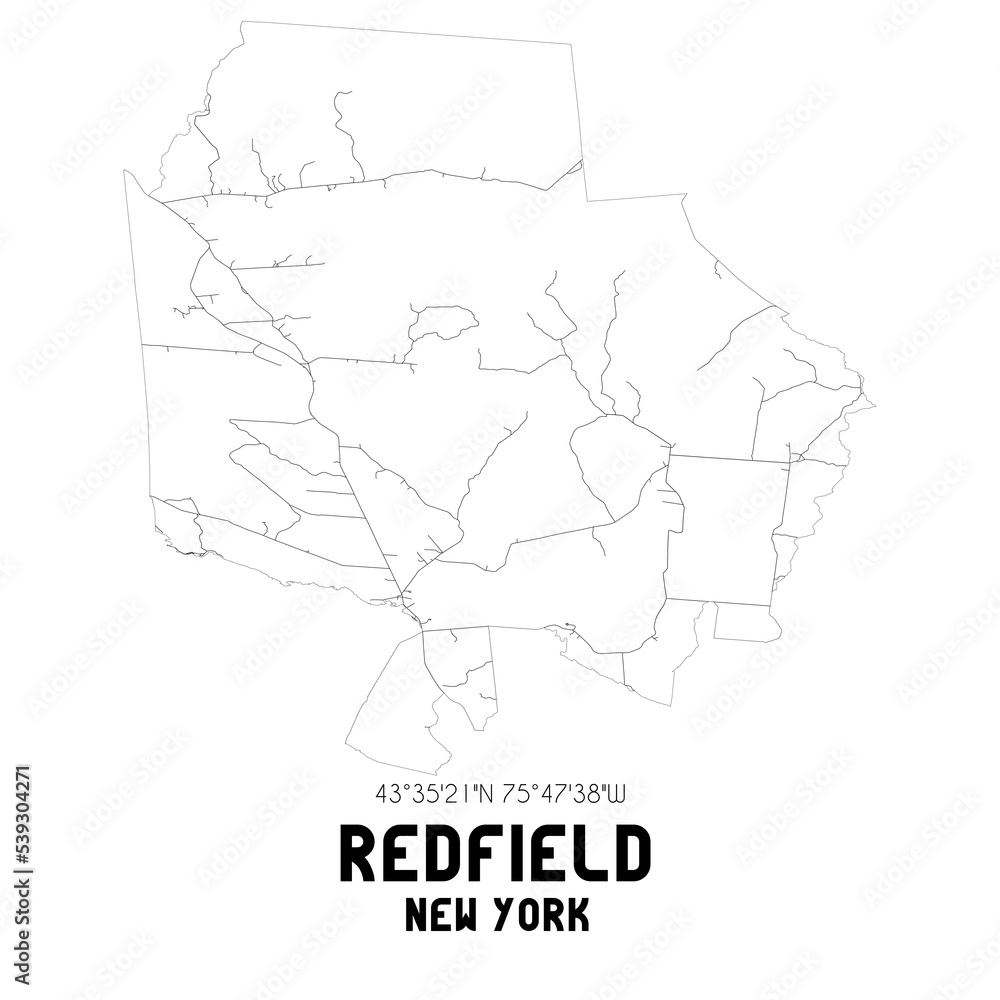 Redfield New York. US street map with black and white lines. Stock ...