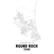Round Rock Texas. US street map with black and white lines.