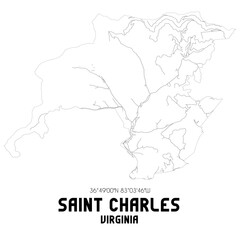  Saint Charles Virginia. US street map with black and white lines.