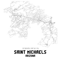  Saint Michaels Arizona. US street map with black and white lines.