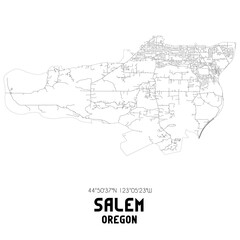  Salem Oregon. US street map with black and white lines.