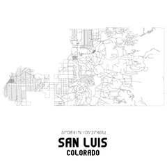 San Luis Colorado. US street map with black and white lines.