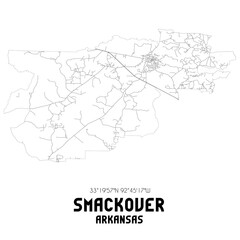  Smackover Arkansas. US street map with black and white lines.