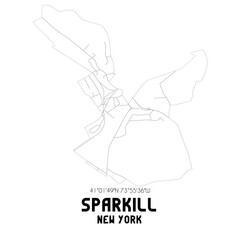  Sparkill New York. US street map with black and white lines.