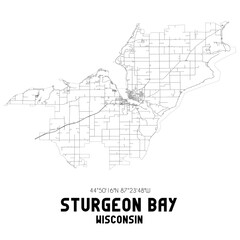  Sturgeon Bay Wisconsin. US street map with black and white lines.